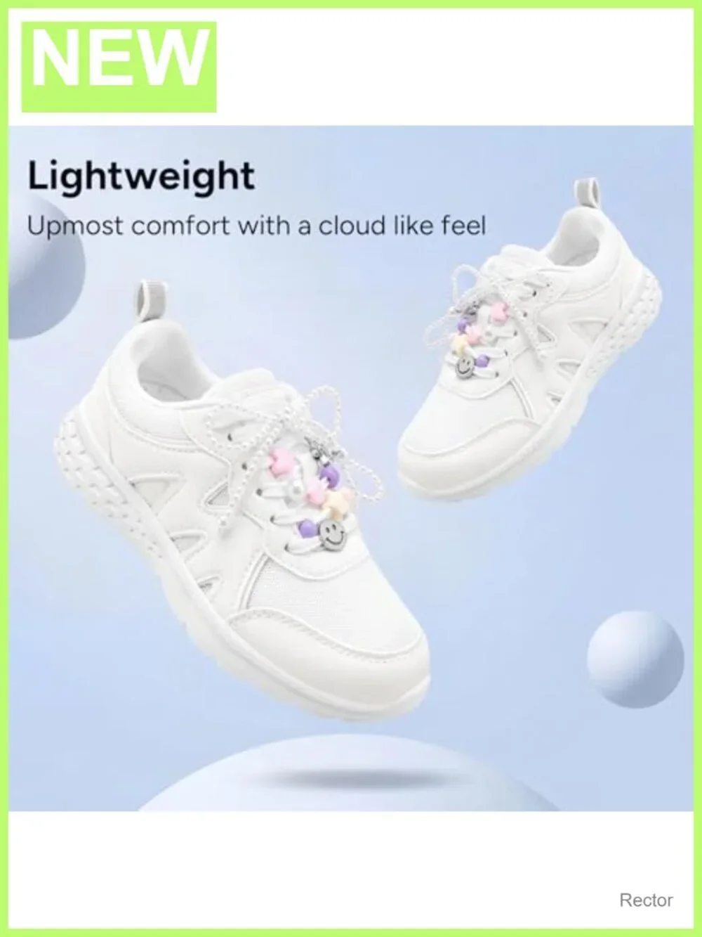Girls Sneakers Kids Tennis Shoes Mesh Faux Leather Lace-Up Athletic